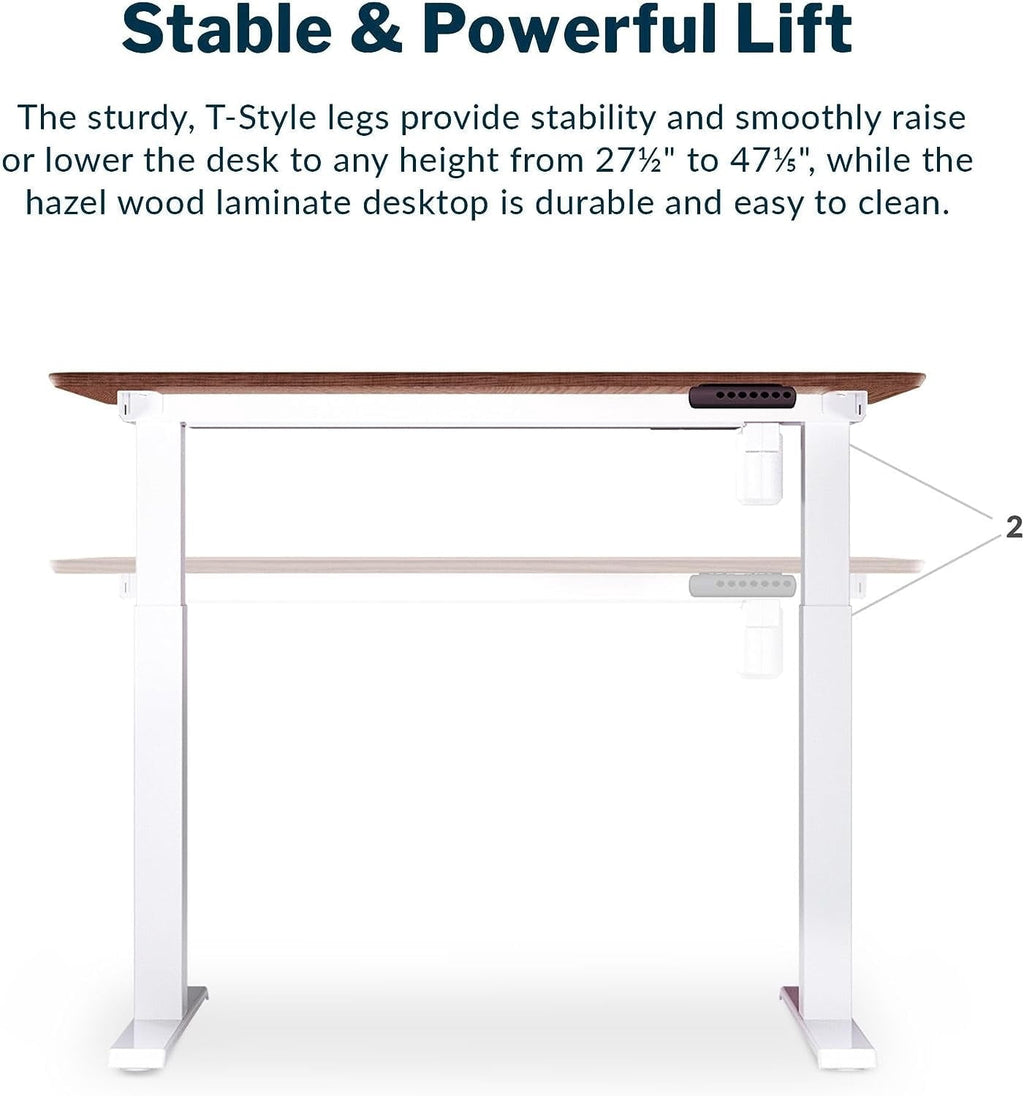 Vari Essential Electric Standing Desk Ergonomic Sit-to-Stand Home & Office Computer Desk. 48 x 24 Hazel Wood