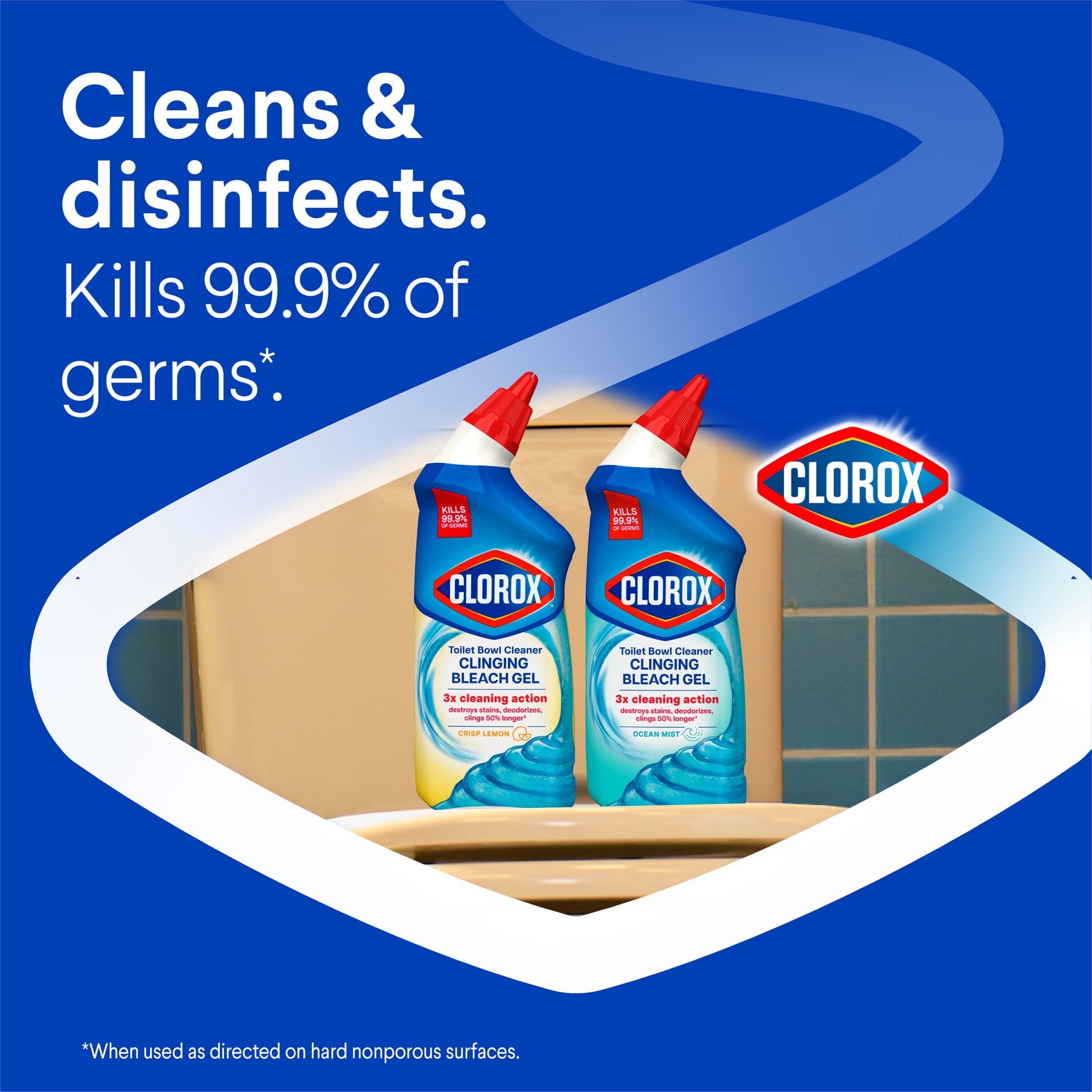 Clorox Toilet Bowl Cleaner Clinging Bleach Gel. Crisp Lemon. 24 fl oz