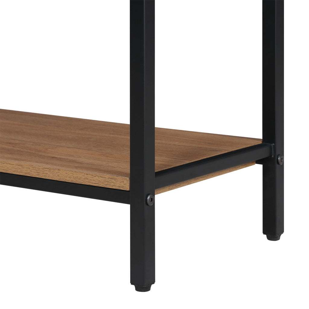 Mainstays 5-Shelf Metal and Wood Arch Open Bookcase. Warm Walnut