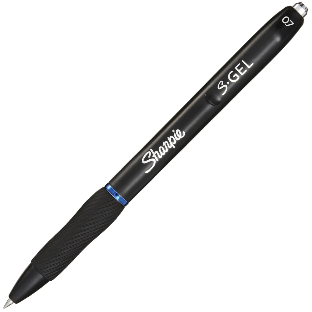 Sharpie S Gel Pens. Medium Point. 0.7 mm. Black/Blue Barrel. Blue Ink. Pack Of 36 Pens
