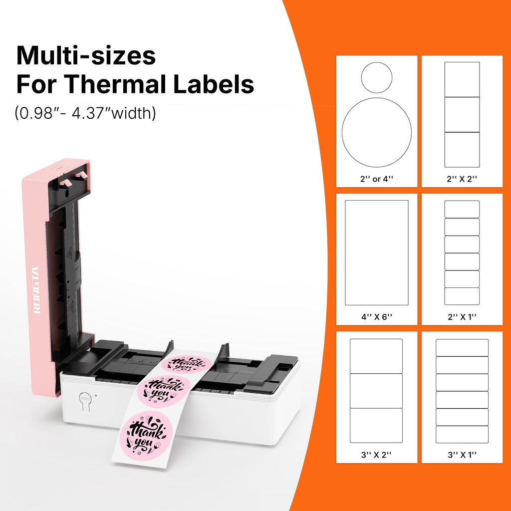 Rongta Bluetooth Shipping Label Printer. Wireless 4x6 Thermal Label Printer for Shipping Packages. Pink