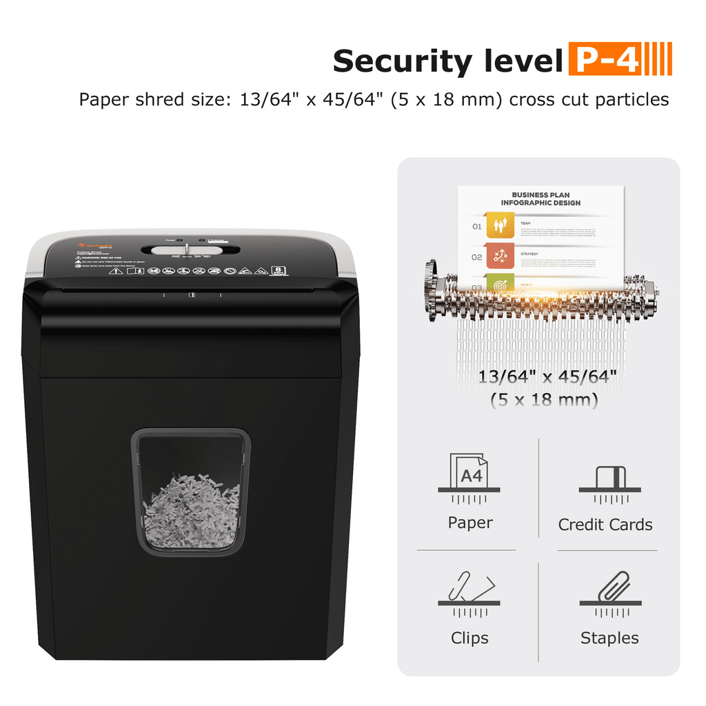 Bonsaii 8-Sheet Cross-Cut Paper Shredder. 3.4-Gallon Bin