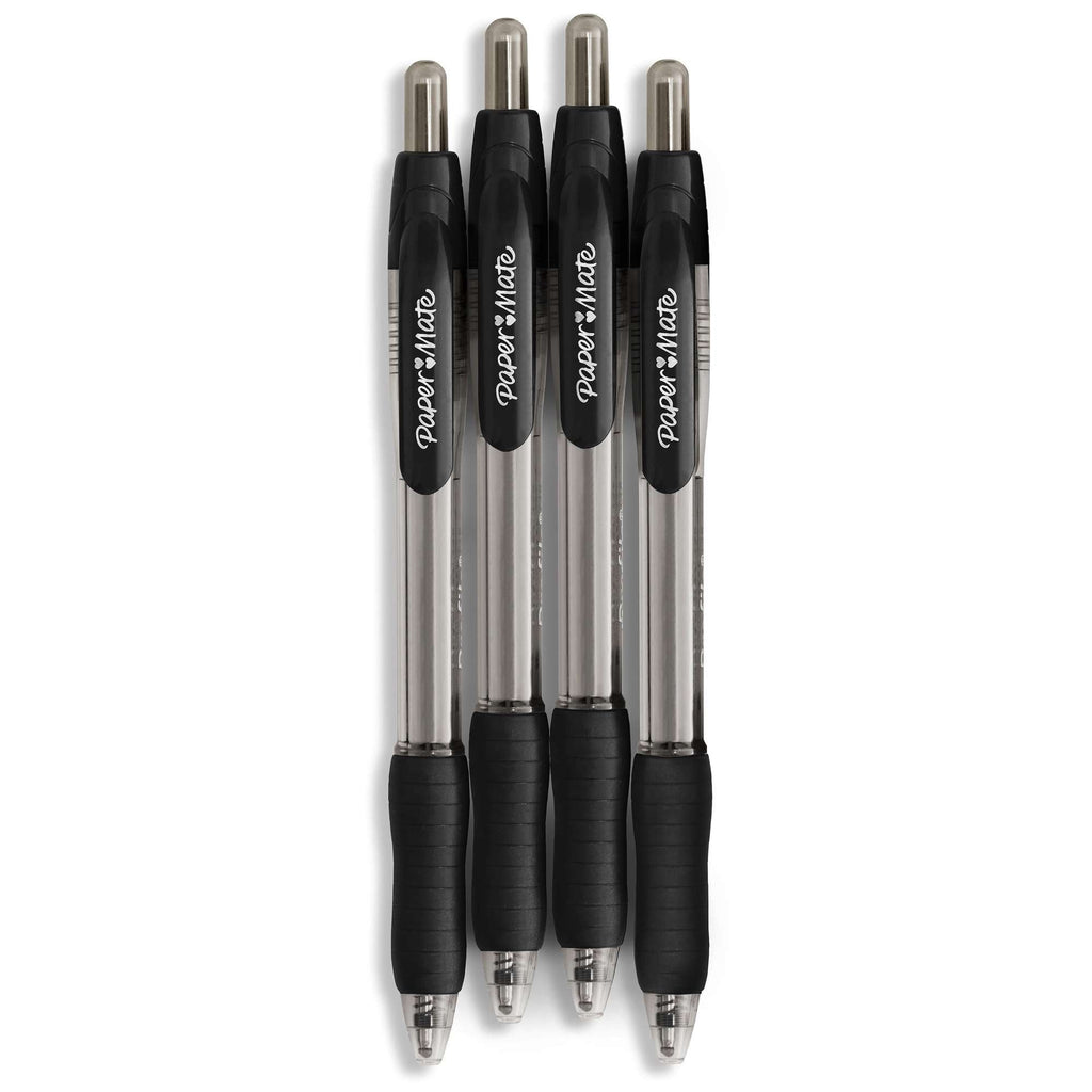 Paper Mate Profile Retractable Ballpoint Pens. 1.4 mm Bold Point. Black. 4 Count