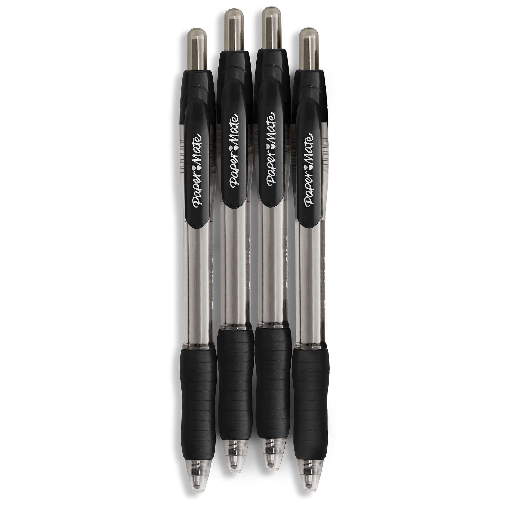 Paper Mate Profile Retractable Ballpoint Pens. 1.4 mm Bold Point. Black. 4 Count