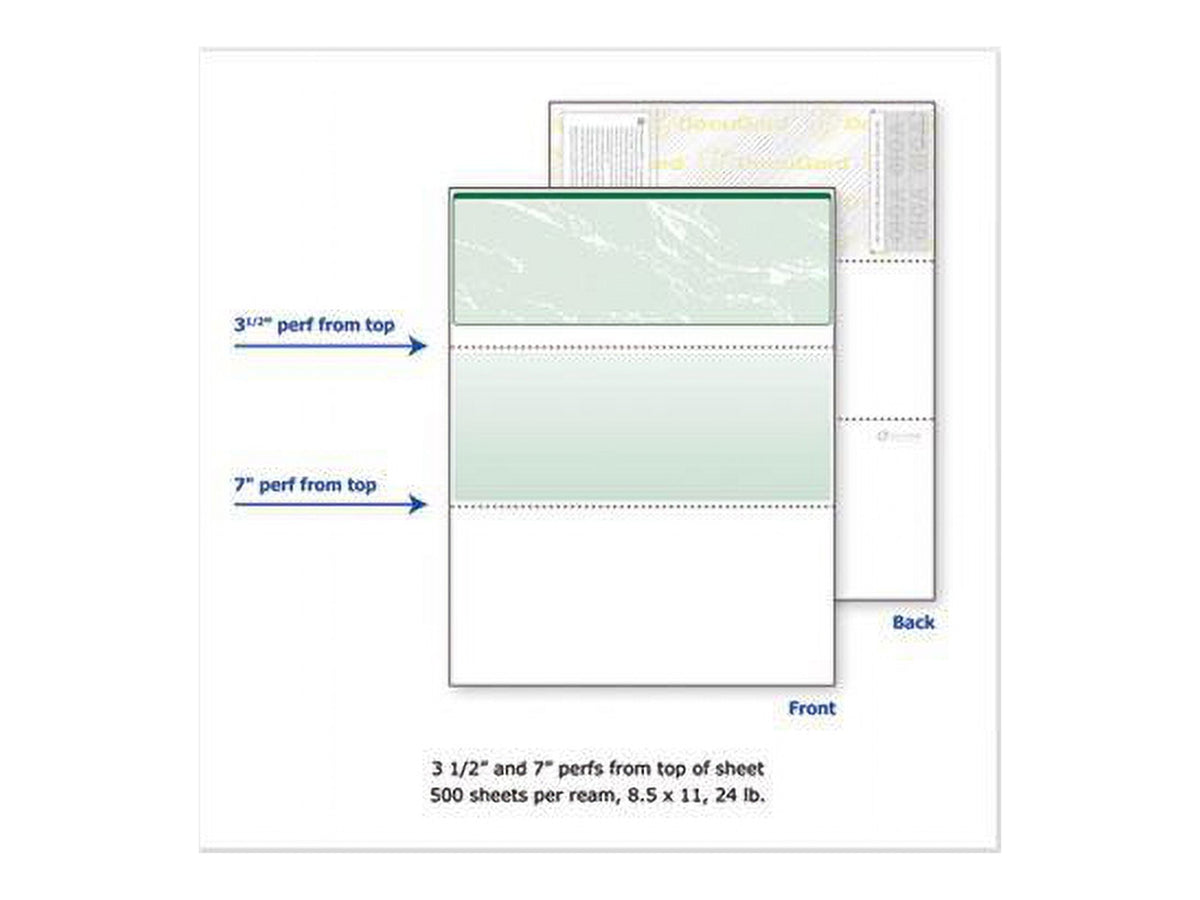 DocuGard Standard Security Check. 11 Features. 8.5 x 11. Green Marble Top. 500/Ream
