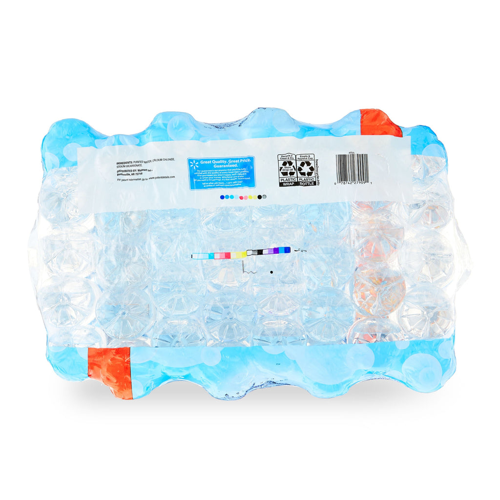 Great Value Purified Drinking Water. 16.9 fl oz Bottles. 40 Count Pack
