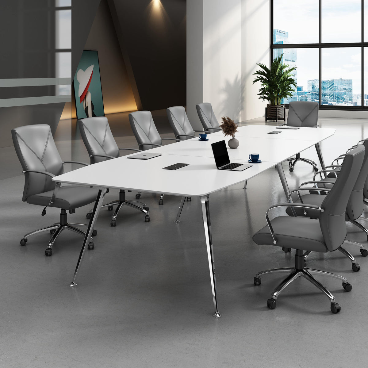 Boss Office Products LeatherPlus Home Office Adjustable Executive Chair with Casters. Grey