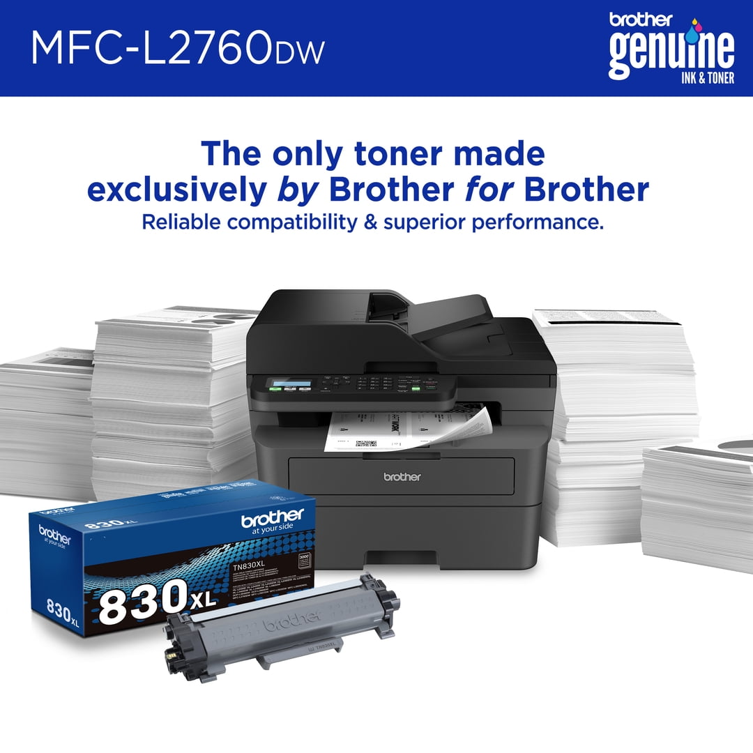 Brother Wireless MFC-L2760DW Compact Monochrome All-in-One Laser Printer with Copy. Scan and Fax. Duplex and Mobile Printing