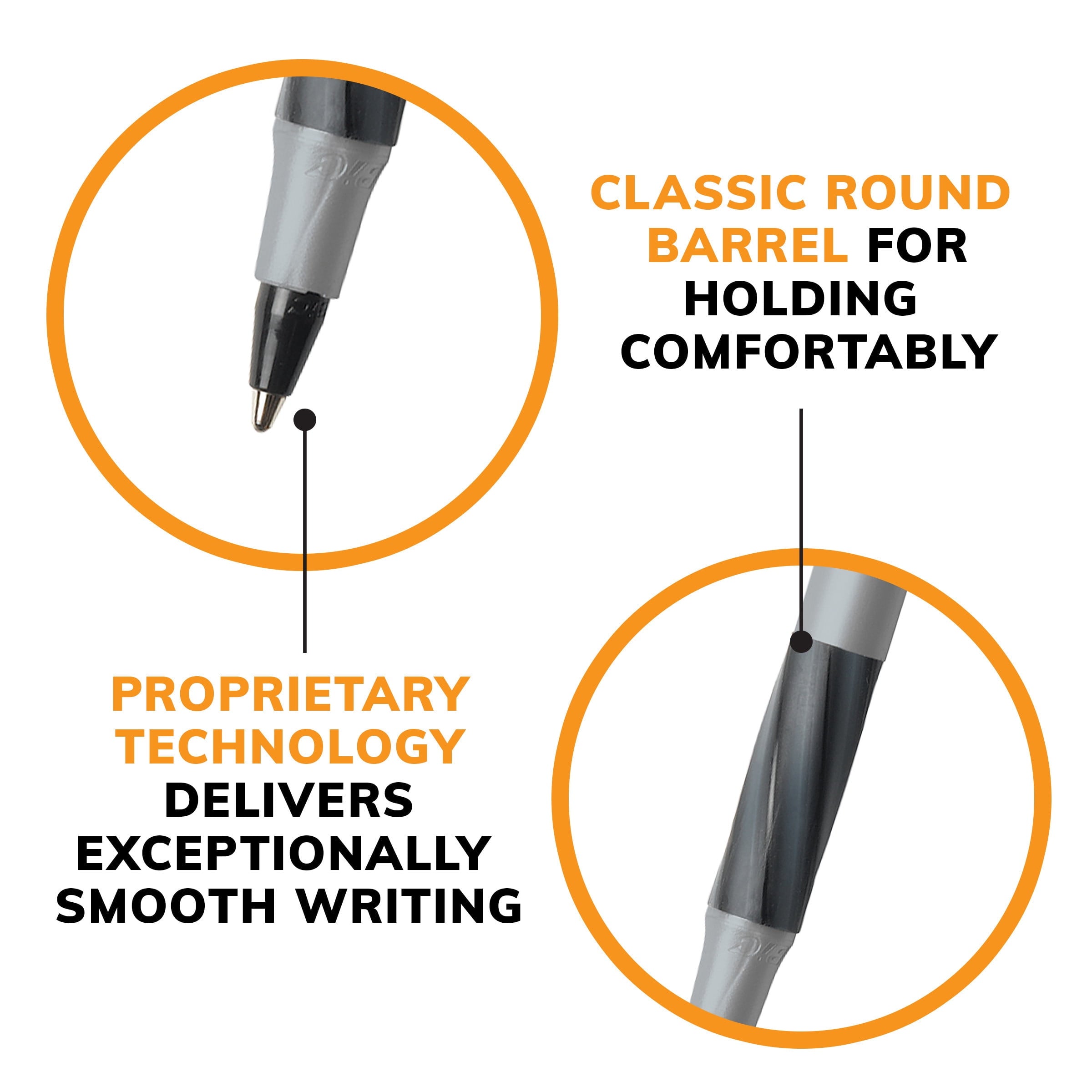 BIC Round Stic Xtra Comfort Ballpoint Pen. Bold Point. 1.2 mm. Black Ink. 24 Count