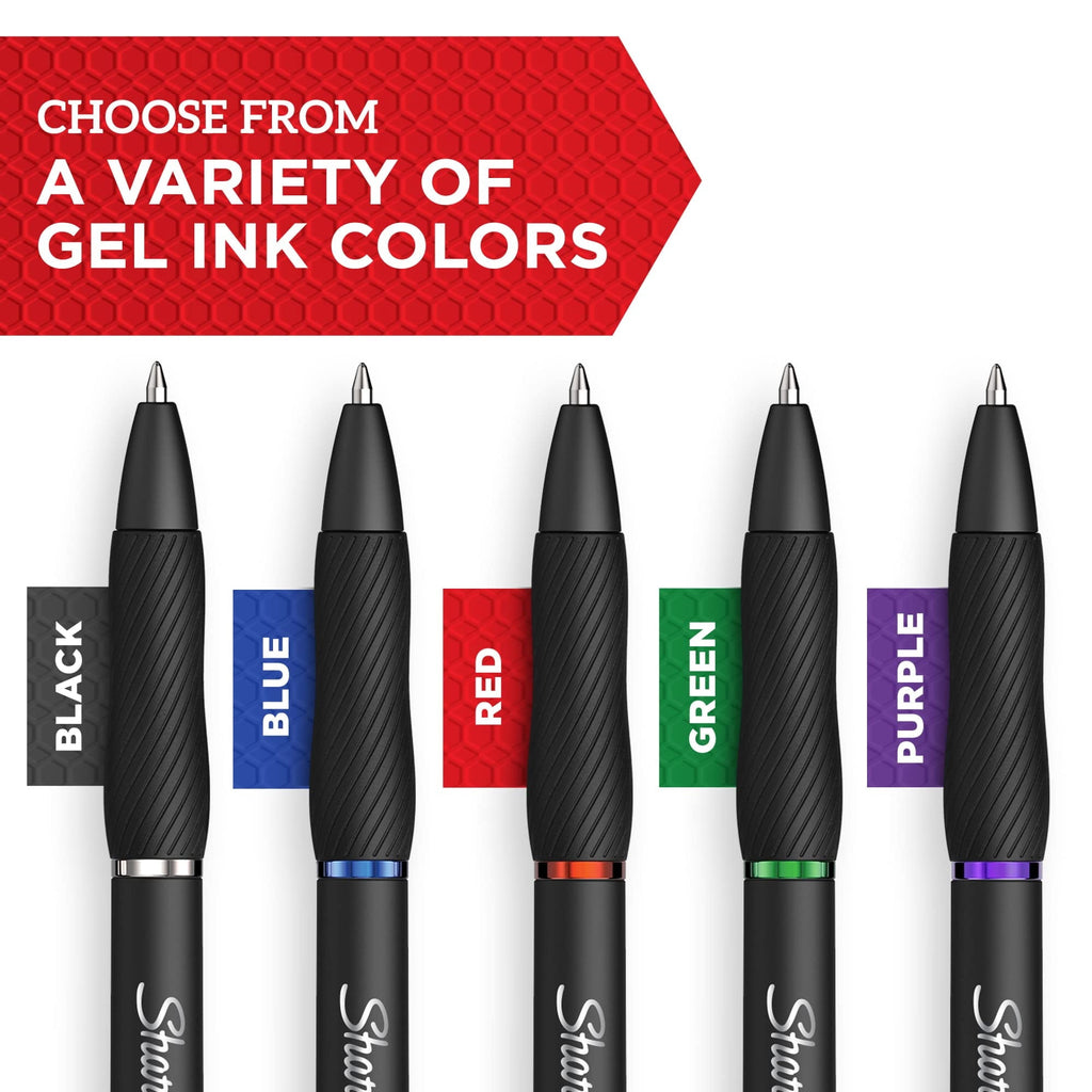 Sharpie S Gel Pens. Medium Point. 0.7 mm. Black/Blue Barrel. Blue Ink. Pack Of 36 Pens