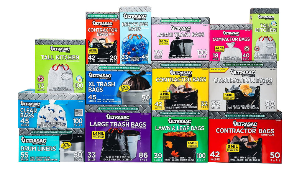 Ultrasac - Heavy Duty Extra Thick Contractor Bags. 42 Gallon. 32 x 44. 3 Mil. Black. 20 Count