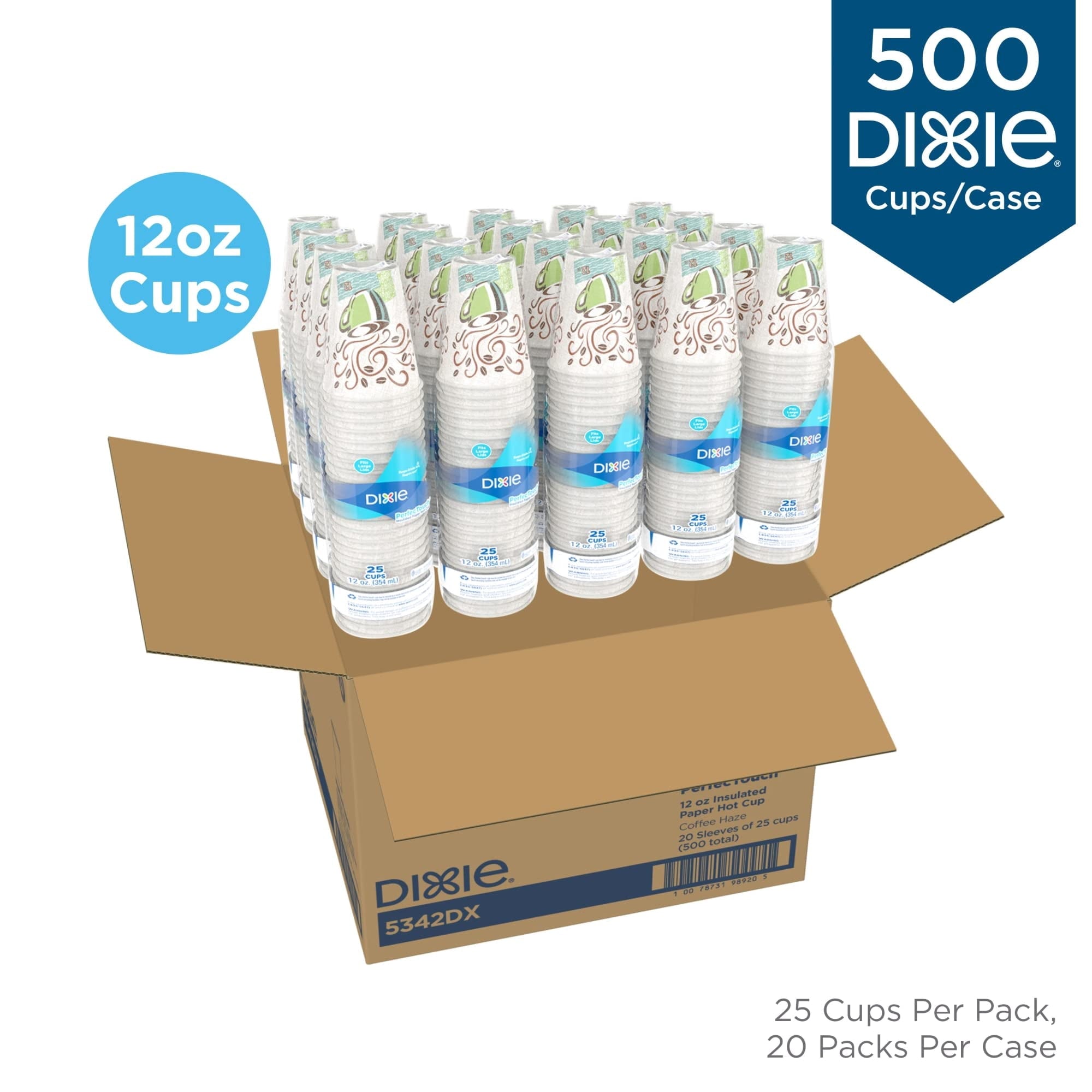 Dixie PerfecTouch Insulated Paper Hot Cups. 12 oz. 500-Count