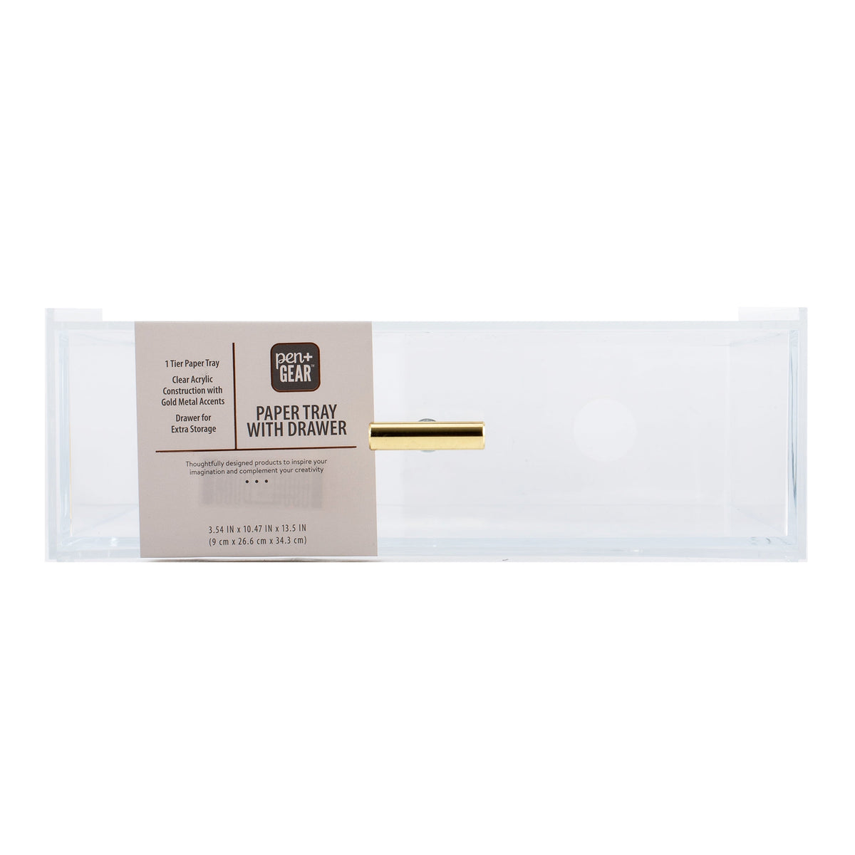 Pen+Gear Acrylic Paper Tray with Drawer. 3.54 x 10.47 x 13.5. Clear