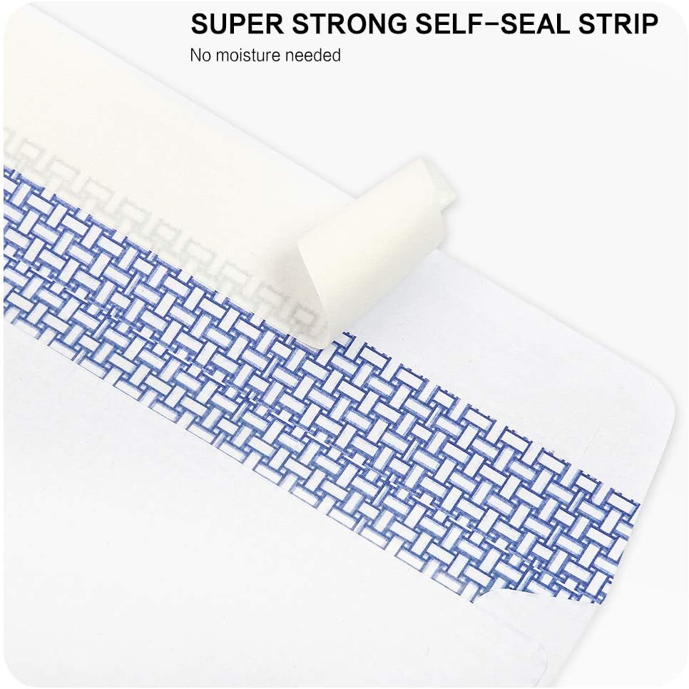 HERKKA #8 Double-Window Self-Seal Security Check Envelopes. QuickBooks Compatible. 500 Pack