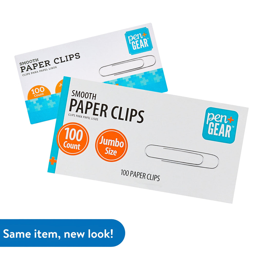 Pen+Gear Jumbo Smooth Paper Clips. Silver. 100 Count