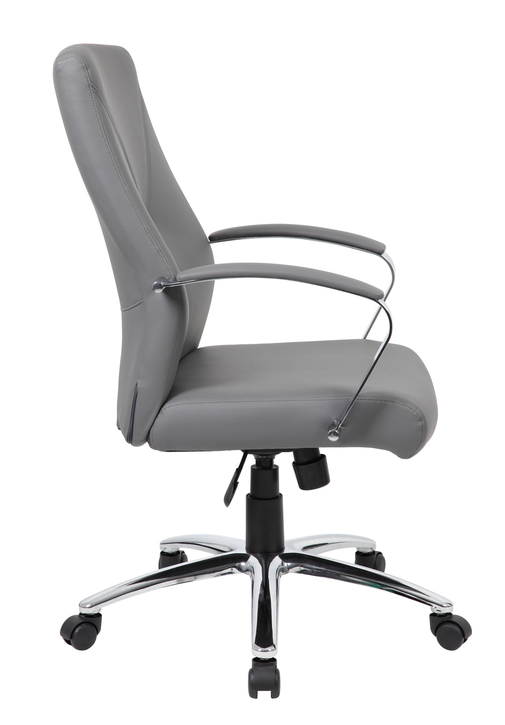 Boss Office Products LeatherPlus Home Office Adjustable Executive Chair with Casters. Grey