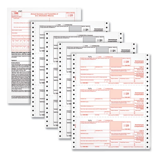 Four-Part 1099-Nec Continuous Tax Forms. 8.5 X 11. 2/page. 24/pack | Bundle of 5 Packs