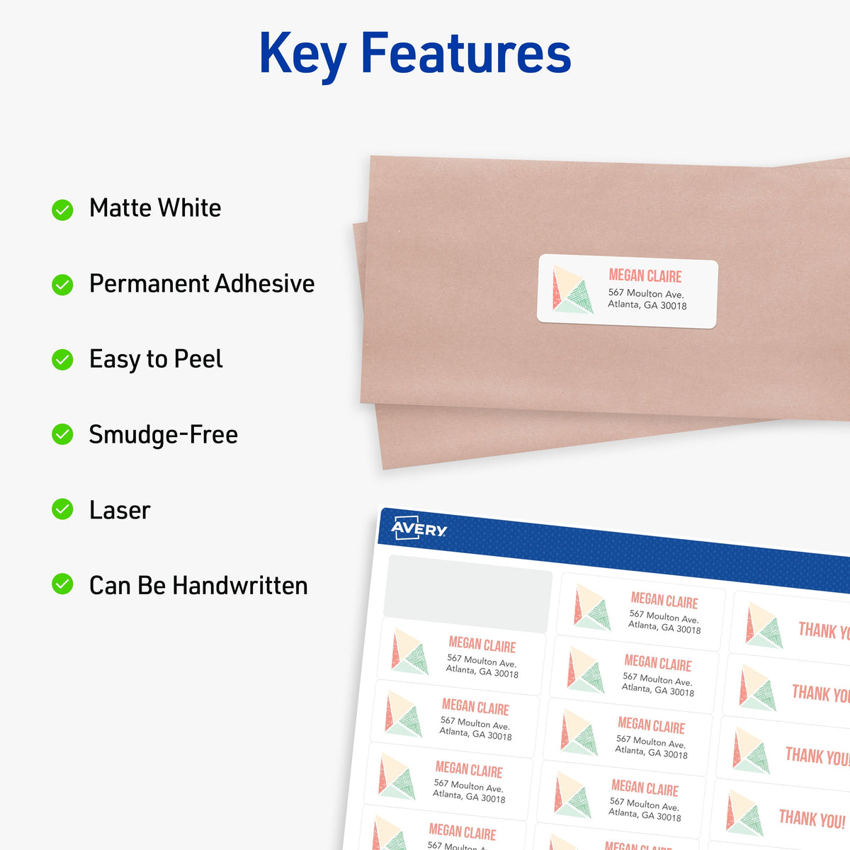 Avery Easy Peel  Address Labels. 1 x 2-5/8. White. 7.500 Labels (5960)