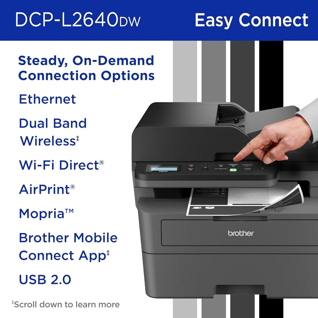 Brother Wireless DCP-L2640DW Compact Monochrome Multi-Function Laser Printer with Print. Copy and Scan. Duplex and Mobile Printing (Sold without manufacturer warranty)