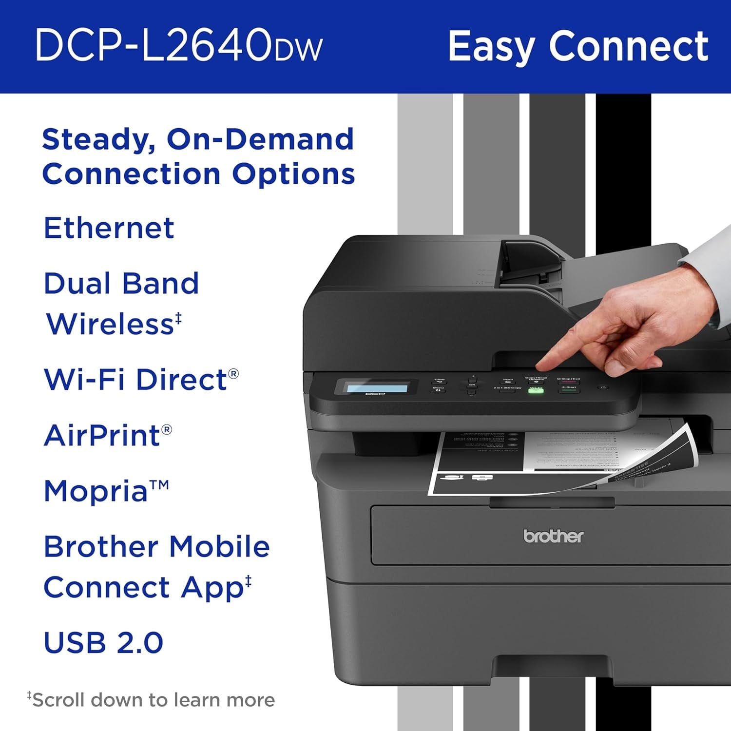 Brother Wireless DCP-L2640DW Compact Monochrome Multi-Function Laser Printer with Print. Copy and Scan. Duplex and Mobile Printing (Sold without manufacturer warranty)
