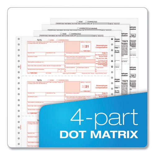 Four-Part 1099-Nec Continuous Tax Forms. 8.5 X 11. 2/page. 24/pack | Bundle of 5 Packs