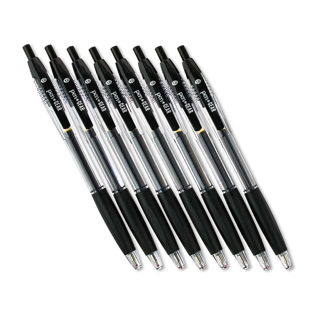 Pen+Gear Retractable Ballpoint Pens. Medium Point.1.0mm. Black Ink. 8 Count