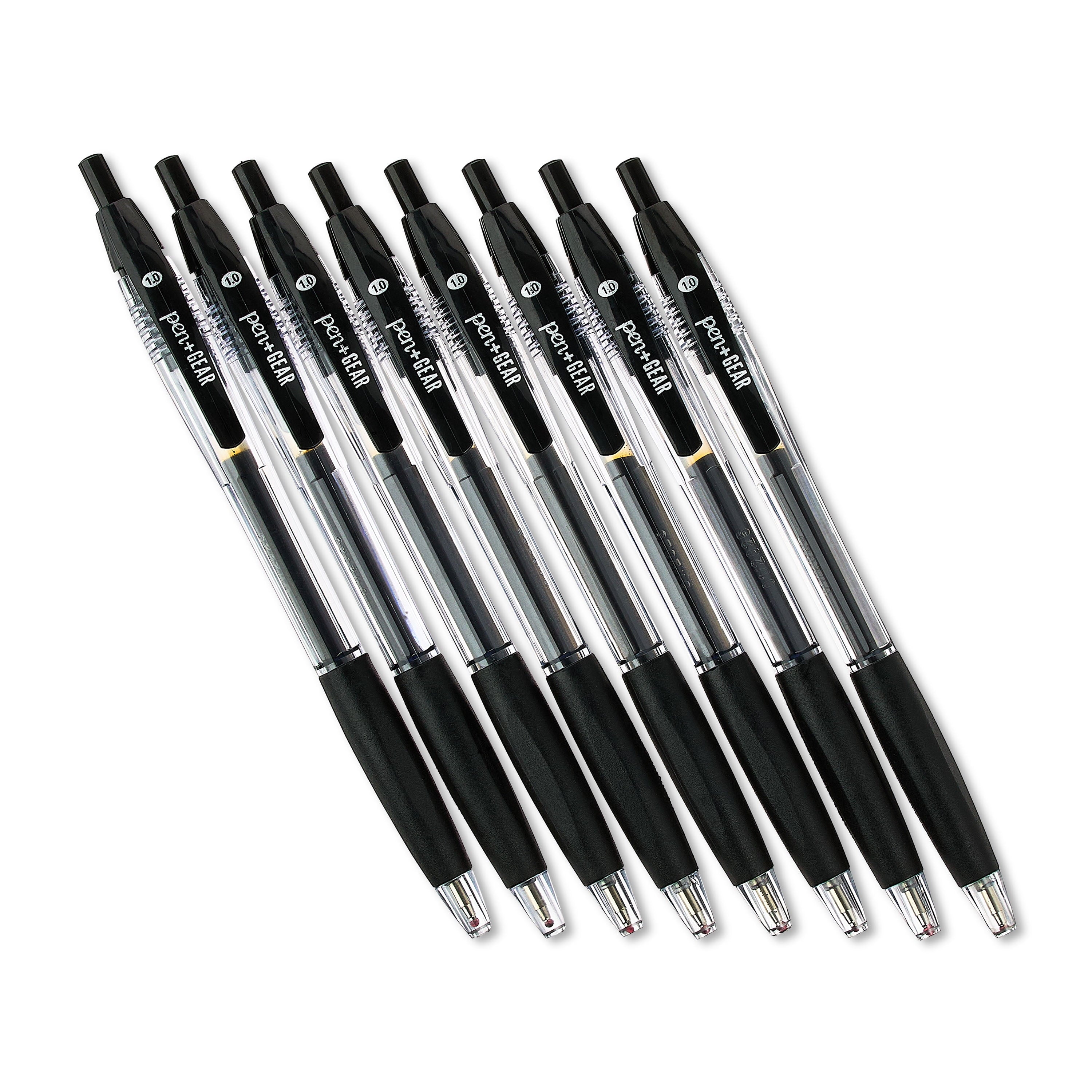Pen+Gear Retractable Ballpoint Pens. Medium Point.1.0mm. Black Ink. 8 Count