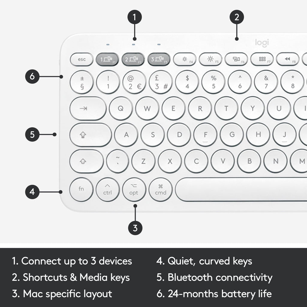 Logitech K380 Multi-Device Bluetooth Keyboard. Slim. Off-White