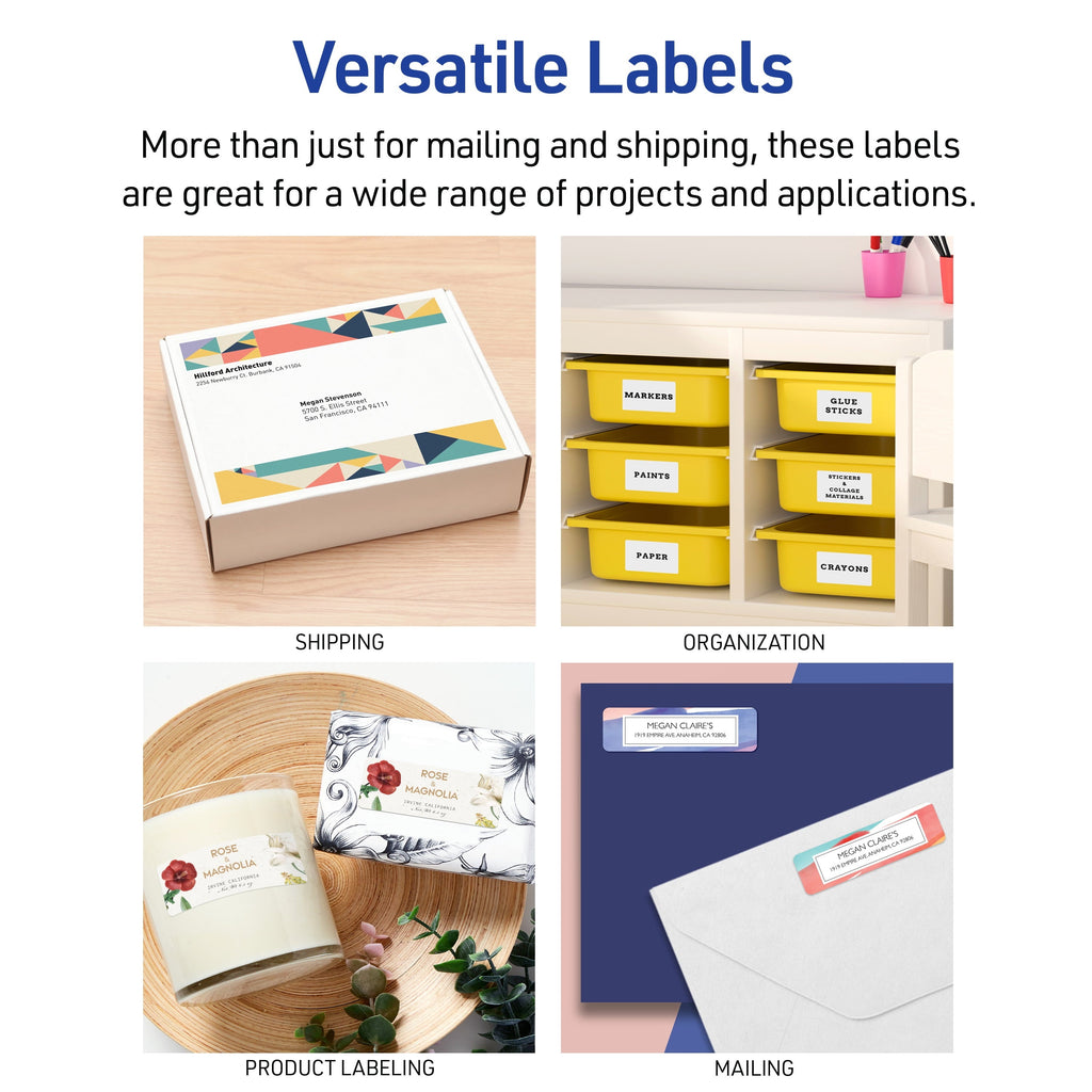 Avery Easy Peel  Address Labels. 1 x 2-5/8. White. 7.500 Labels (5960)
