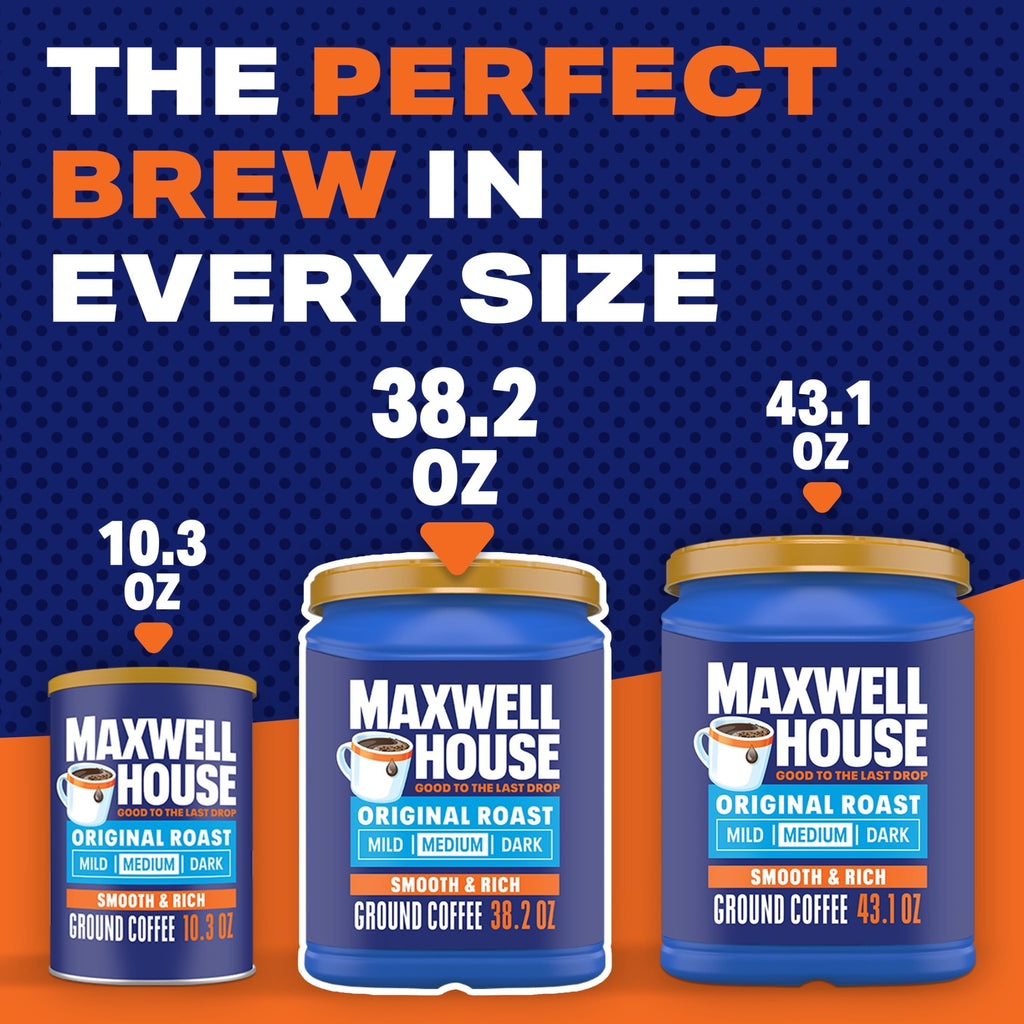 Maxwell House Original Roast Ground Coffee. 38.2 oz Canister