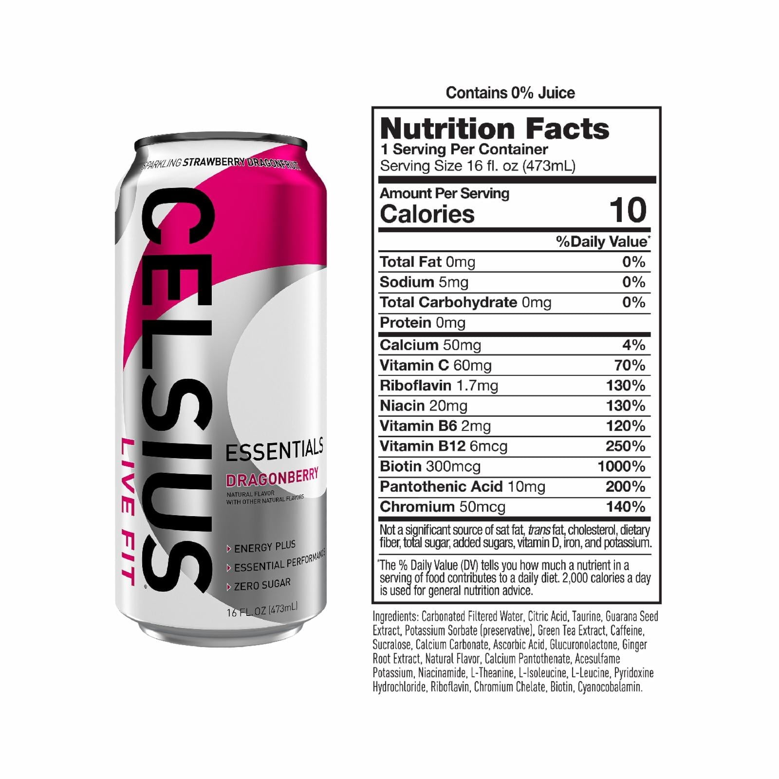 CELSIUS ESSENTIALS Sparkling Dragonberry Energy Drink Can 16 fl oz - 3 count