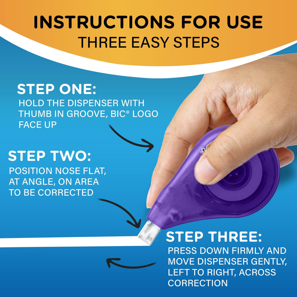 BIC Wite-Out EZ Correct Correction Tape. White. 4-Count