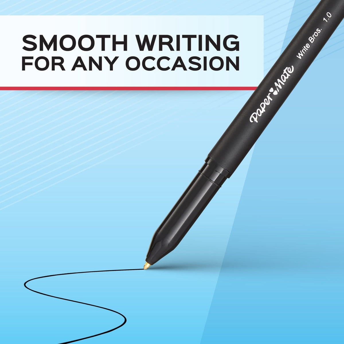 Paper Mate Ballpoint Pens. Write Bros. Blue Ink Pens. Medium Point (1.0mm). 60 Count
