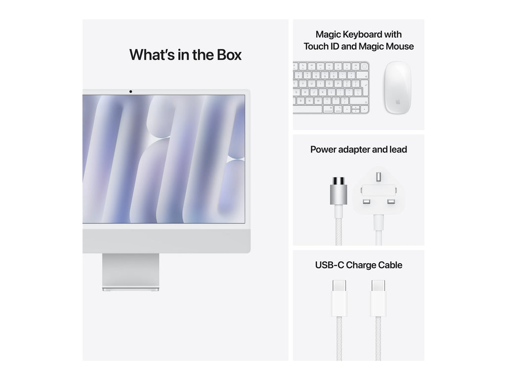 Apple iMac 24 All-In-One Computer. Apple M4. 16GB RAM. 256GB SSD. MacOS Sequoia. MD3H4LL/A