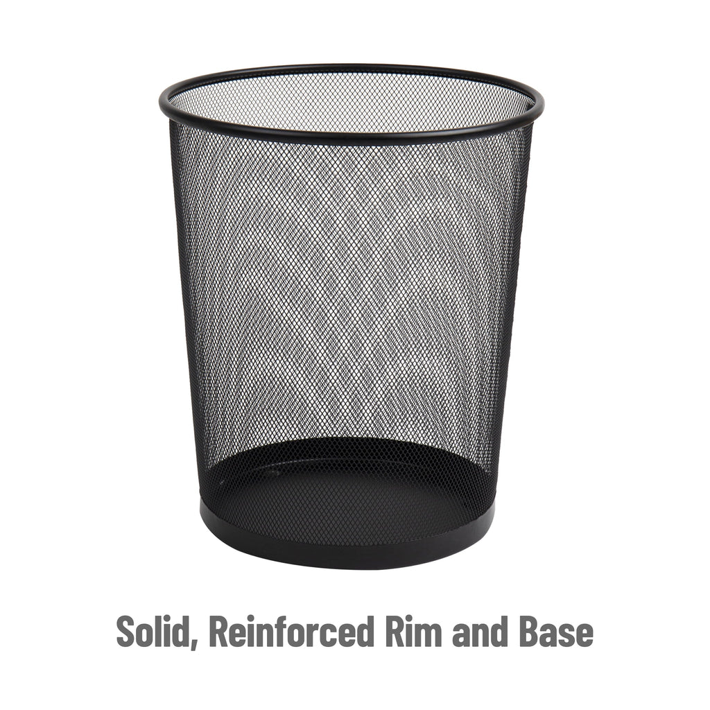 Mind Reader Mesh Trash Can. 4.4 gal (16.65L). Round Office Waste Basket. Metal. Black