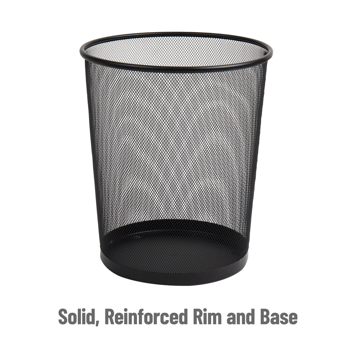 Mind Reader Mesh Trash Can. 4.4 gal (16.65L). Round Office Waste Basket. Metal. Black