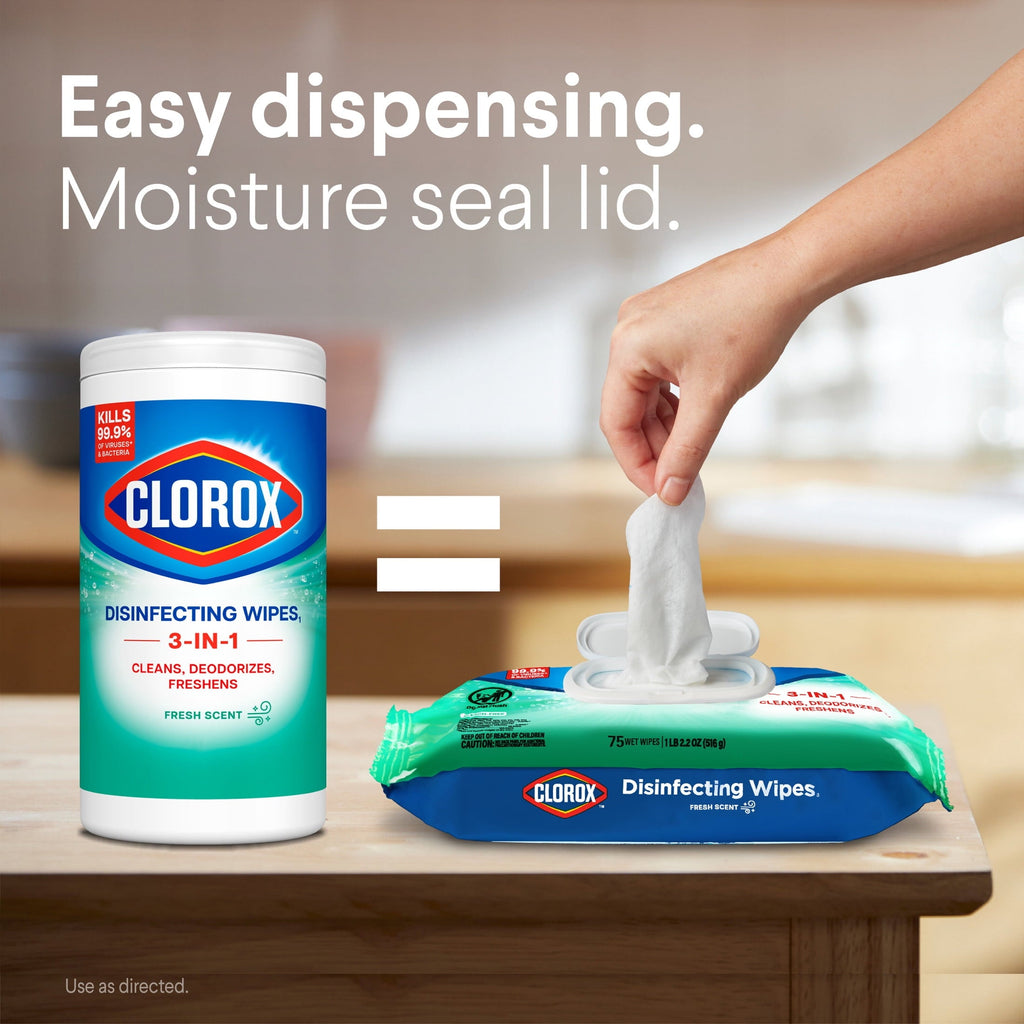 (3 pack) Clorox Disinfecting Cleaning Wipes Flex Pack. Bleach Free. Fresh Scent. 75 Count