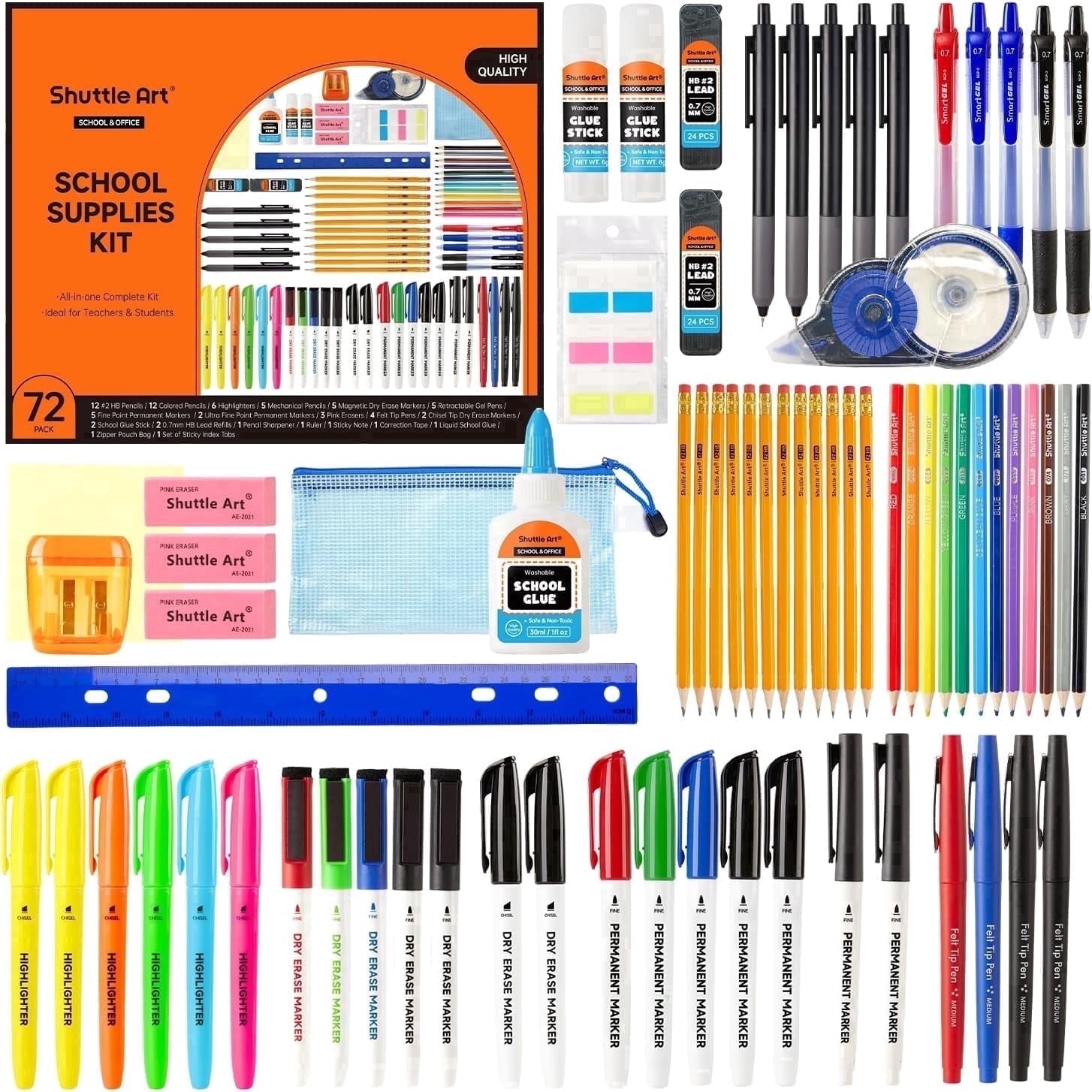 Shuttle Art 71-Pack School Supplies Kit for Teachers & Students