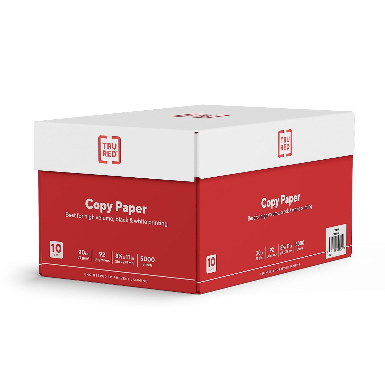 TRU RED Printer Paper. 8.5 x 11. 20 lb. 92 Bright. White. 10-Ream Carton (5.000 Sheets)