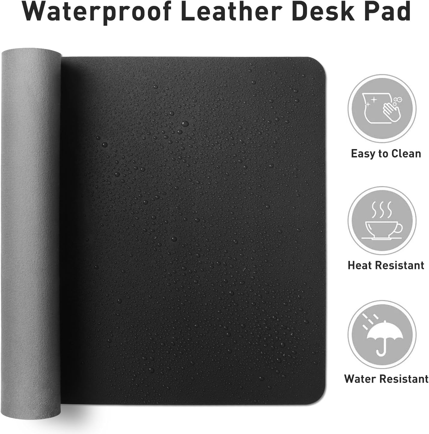 Aothia Leather Office Desk Pad Protector. Non-Slip PU Leather Desk Blotter. Waterproof Laptop Writing Mouse Pad for Office and Home. Black. 31.5 x 15.7