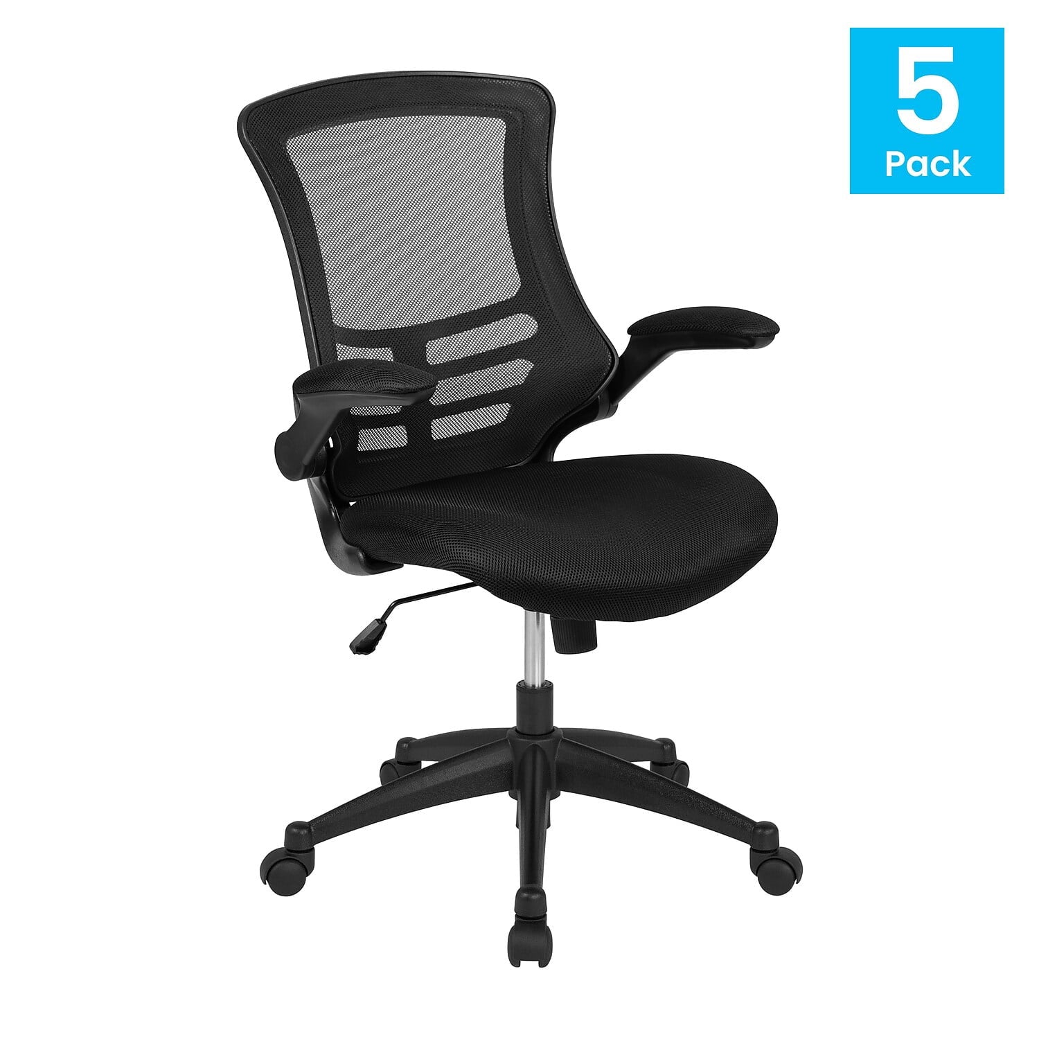 Flash Furniture Kelista Ergonomic Mesh Swivel Mid-Back Task Office Chairs Black (5BLX5MBK)