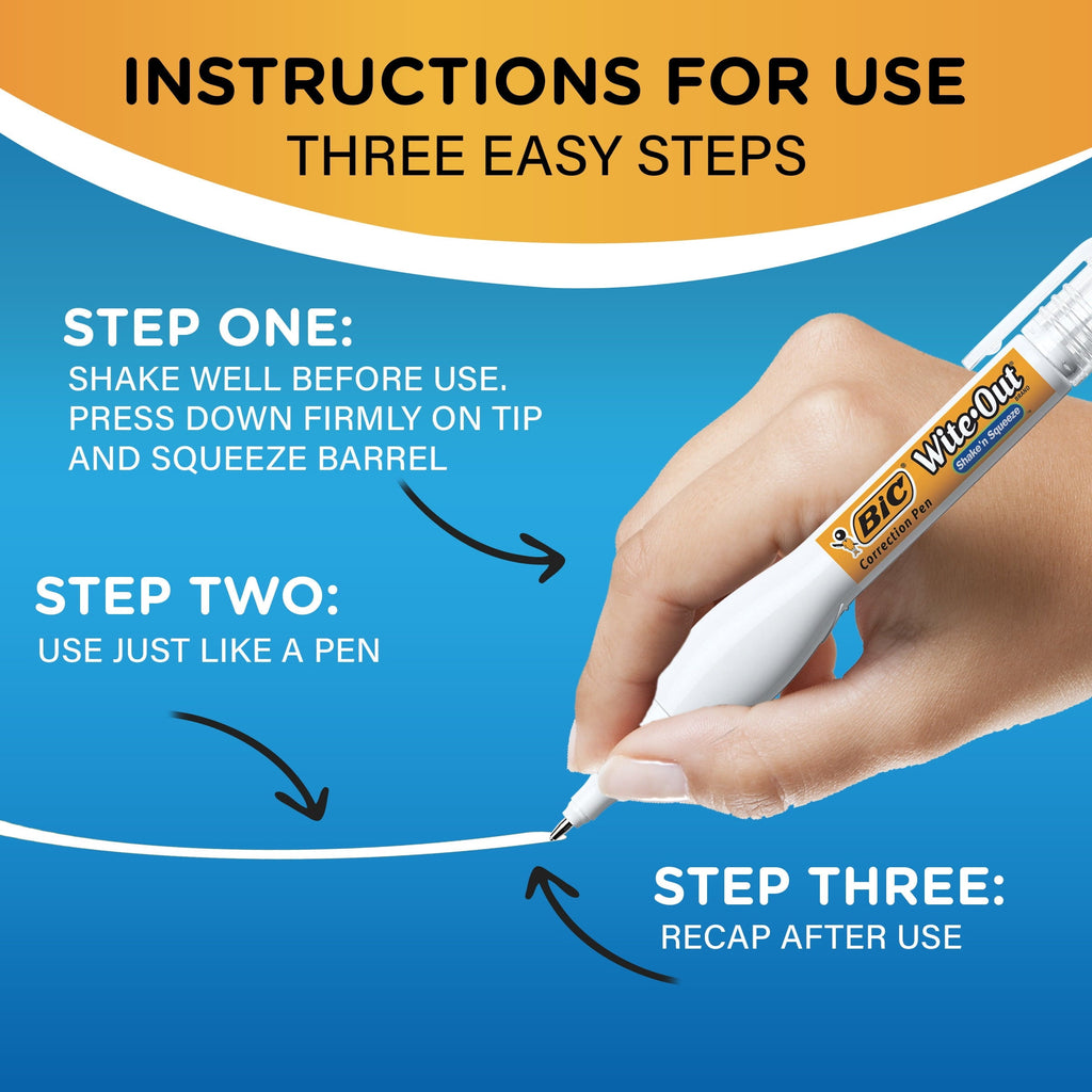 BIC Wite-Out Brand Shake 'n Squeeze Correction Pen. 12-Count Pack