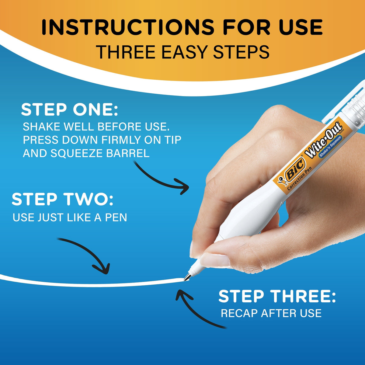 BIC Wite-Out Brand Shake 'n Squeeze Correction Pen. 12-Count Pack