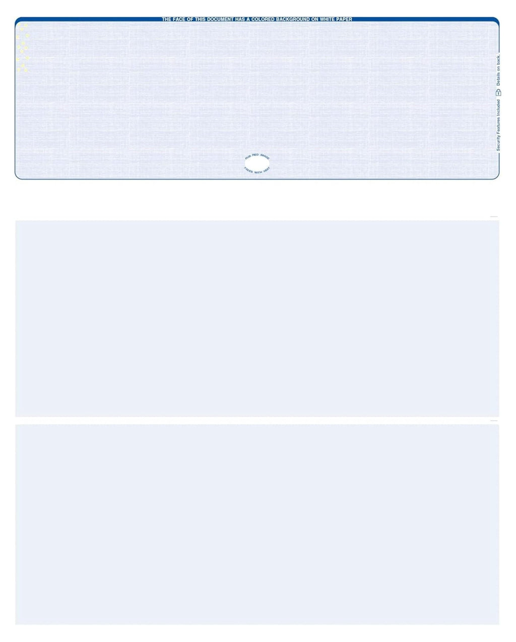 Blank Laser Checks. Top Position. Blue. 500 Count. Software Compatible