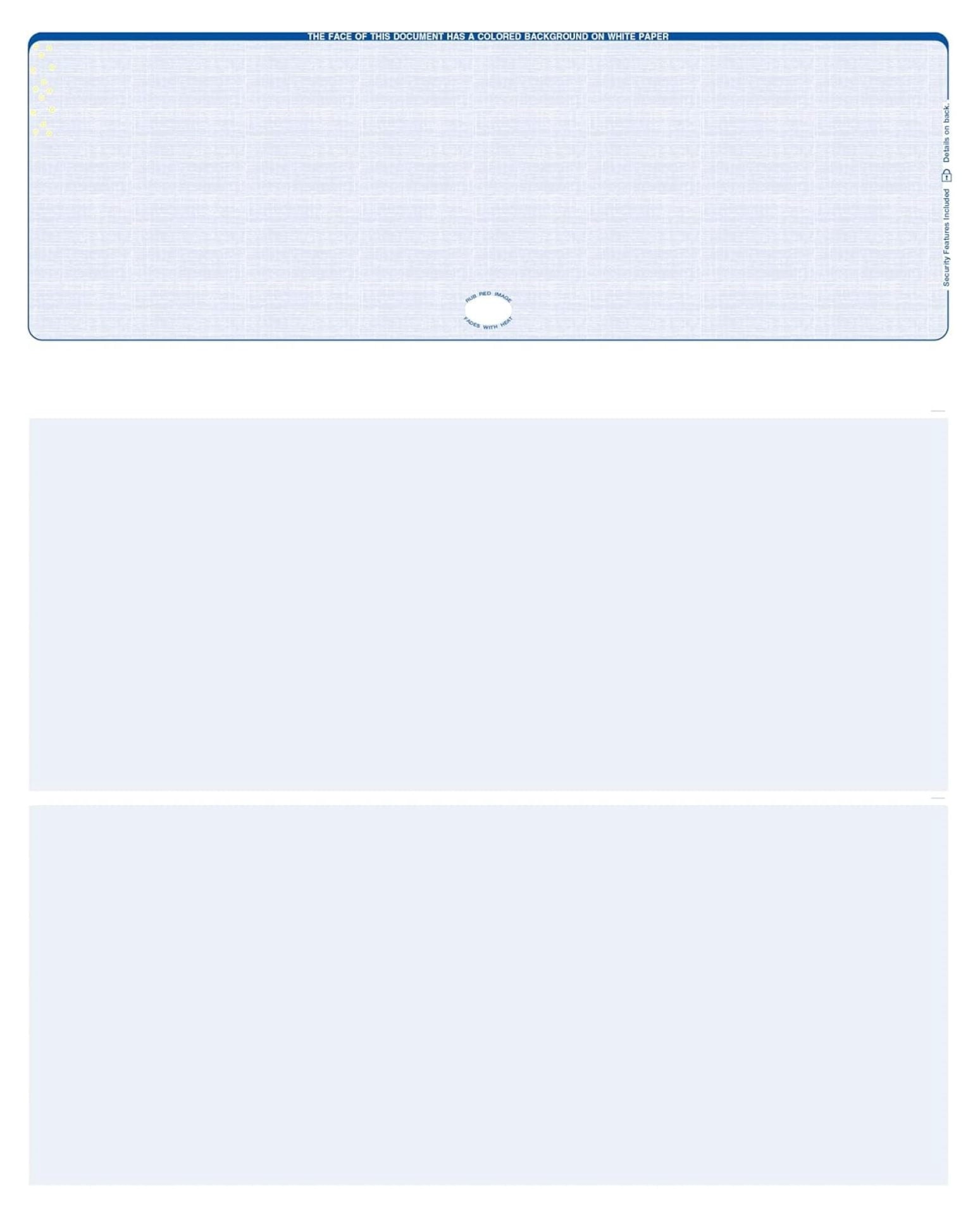 Blank Laser Checks. Top Position. Blue. 500 Count. Software Compatible