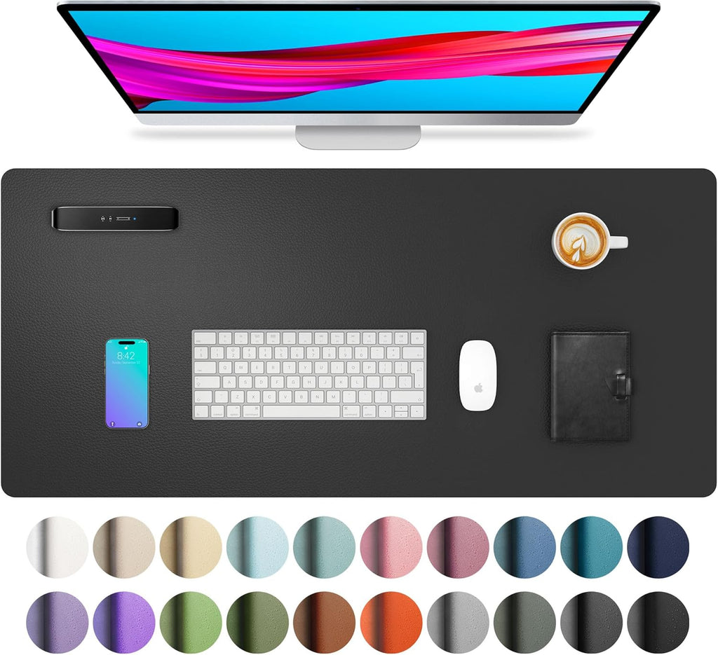 Aothia Leather Office Desk Pad Protector. Non-Slip PU Leather Desk Blotter. Waterproof Laptop Writing Mouse Pad for Office and Home. Black. 31.5 x 15.7