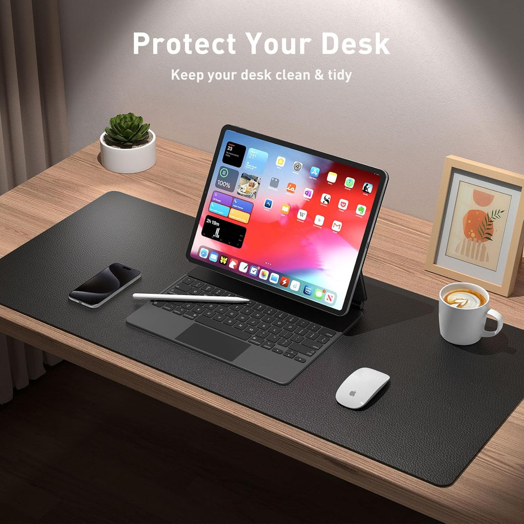 Aothia Leather Office Desk Pad Protector. Non-Slip PU Leather Desk Blotter. Waterproof Laptop Writing Mouse Pad for Office and Home. Black. 31.5 x 15.7