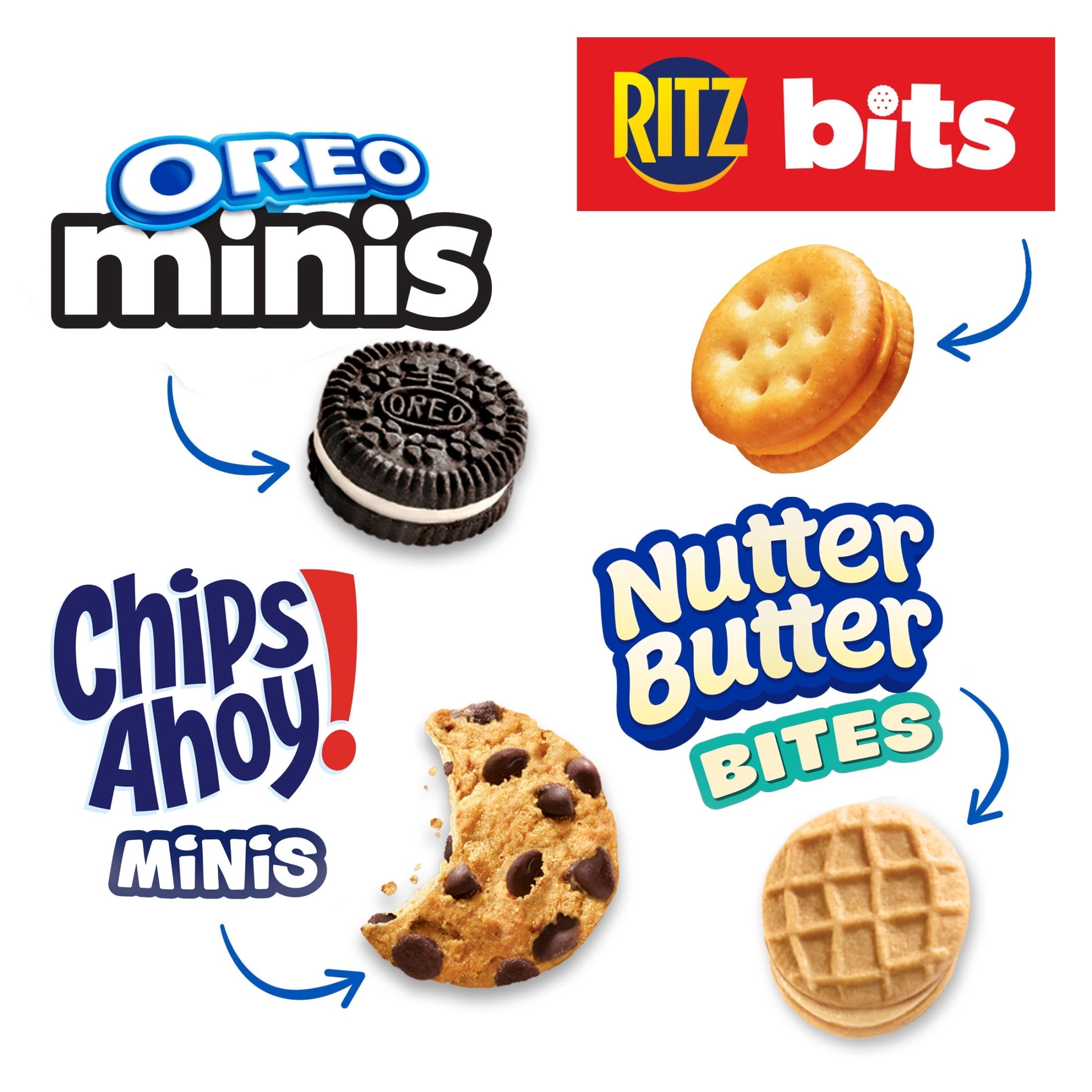 Nabisco Classic Mix Variety Pack. OREO. CHIPS AHOY!. Nutter Butter. RITZ Bits Cheese. 20 Snack Packs