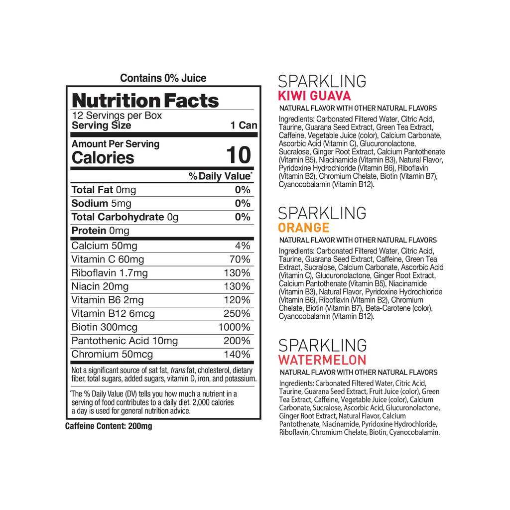 CELSIUS Sparkling Three Flavor. Zero Sugar Energy Drink (pack of 12)