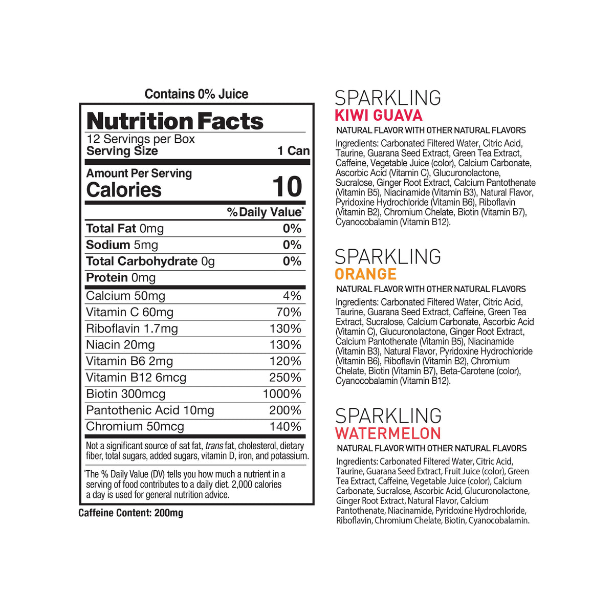 CELSIUS Sparkling Three Flavor. Zero Sugar Energy Drink (pack of 12)